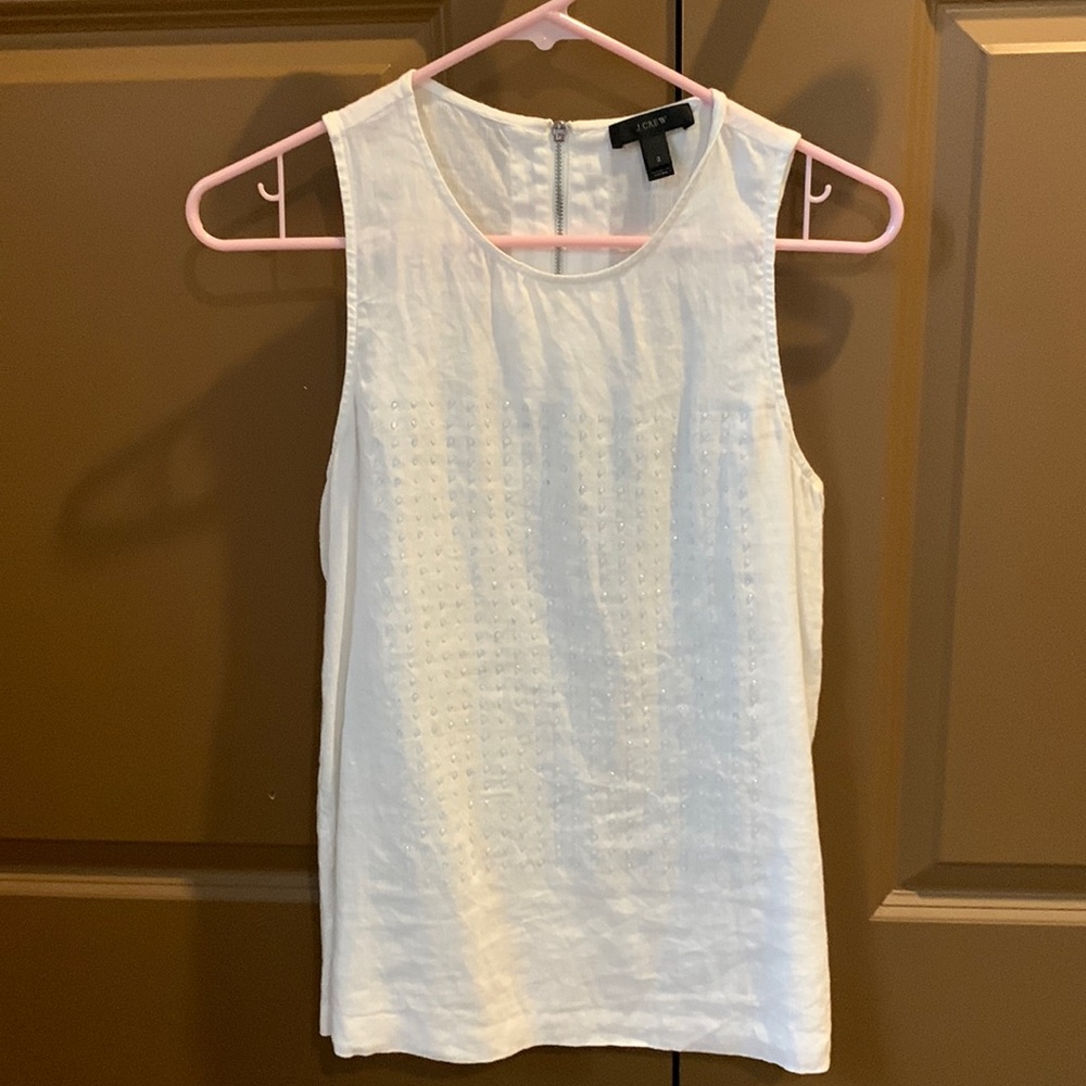 J crew sleeveless linen top